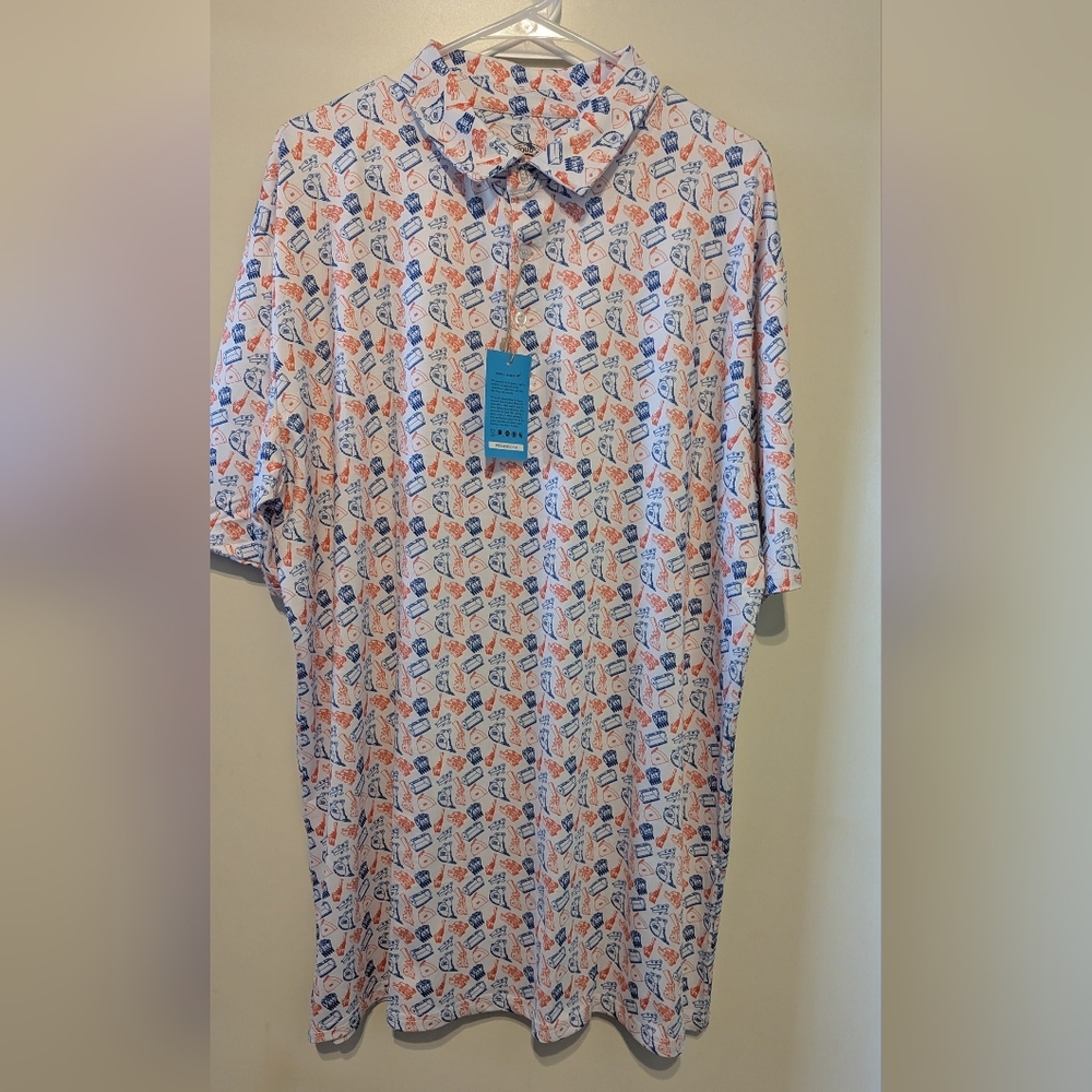 Men's Golf Shirt Polo Pickleball SZ 2XL Moisture Wicking UPF 30 Proud 90 NWT